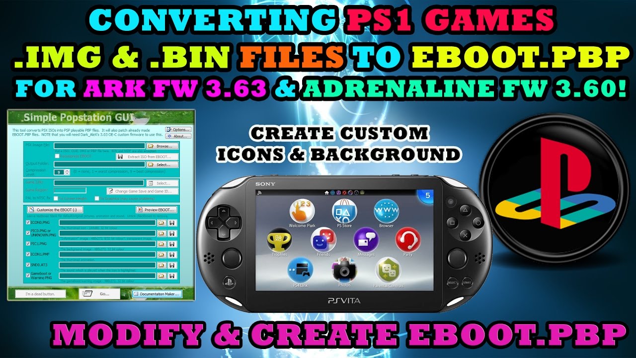 how to create your own ps1 eboot info image file for psp